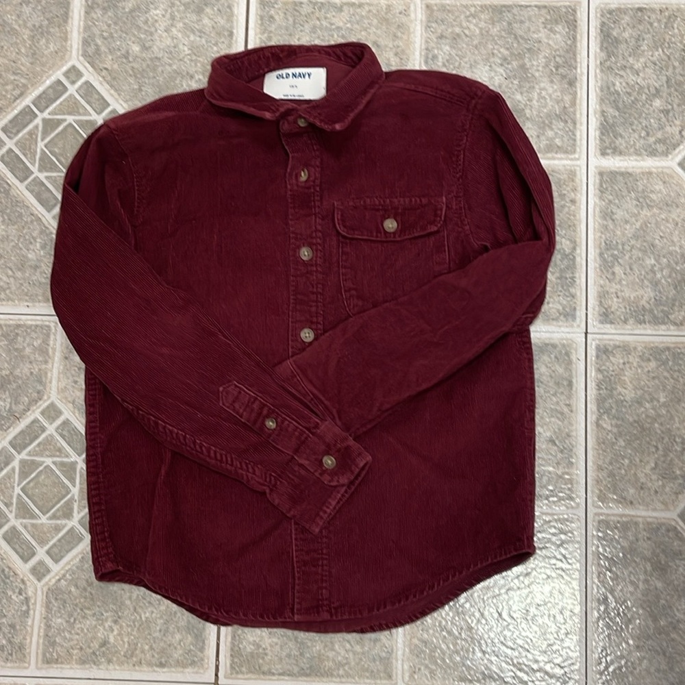 Old Navy Boys Button Down Corduroy Long Sleeve Shirt